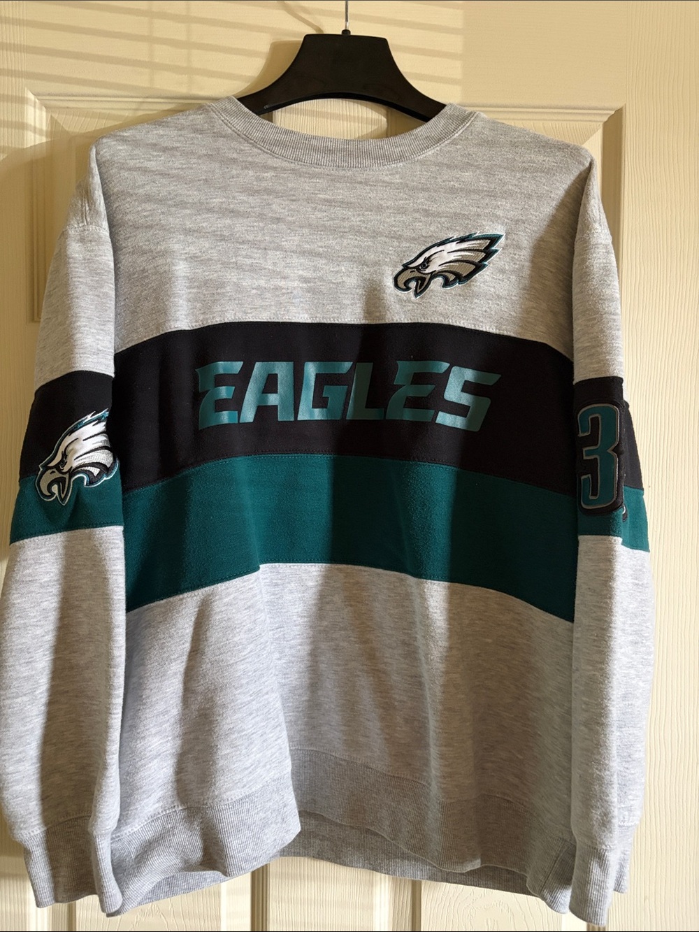 NFL Philadelphia Eagles Grey and Midnight Green Crewneck Sweater
